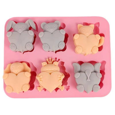 Silikónová forma na mydlo zvieratka so srdiečkom