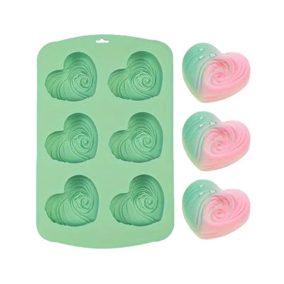 Silikónová forma na mydlo špirálové srdiečka - 6ks