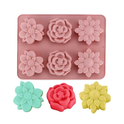 Silikónová forma na mydlo kvety VI. - 6ks