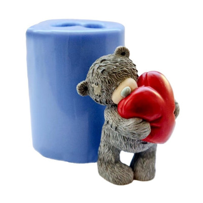 Silikónová forma na mydlo a sviečku macko so srdiečkom II.