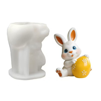 Silikónová forma na mydlo a sviečku 3D veľkonočný zajačik VII.
