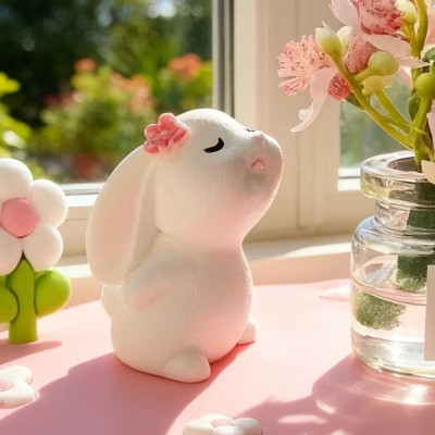 Silikónová forma na mydlo a sviečku 3D zajačik s kvetinkou